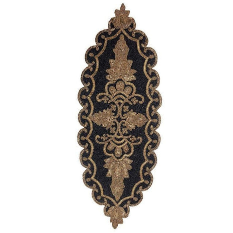 Gold Black Oval Beaded Runner / Ruchi