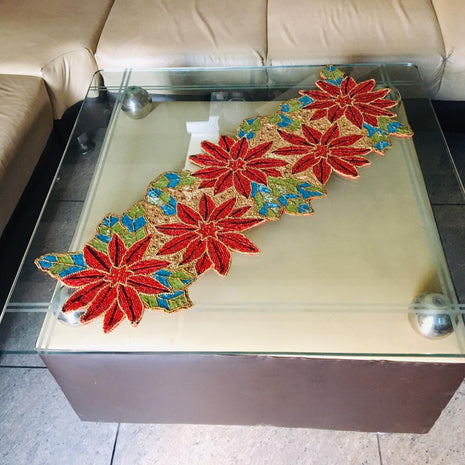 Leafy Floral Beaded Table Runner / Ruchi