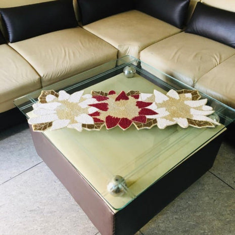 Multicolor Leaf Pattern Beaded Runner / Ruchi
