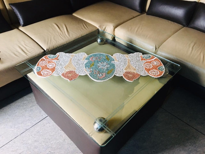 Handwoven Meticulously Crafted Beaded Runner / Ruchi