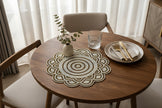 White & Gold Beaded Mandala Placemat Set of 2 / Ruchi