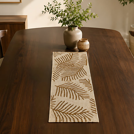 White & Gold Beaded Table Runner / Ruchi