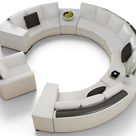 White Leather Round Circular Sofa Set / Ruchi
