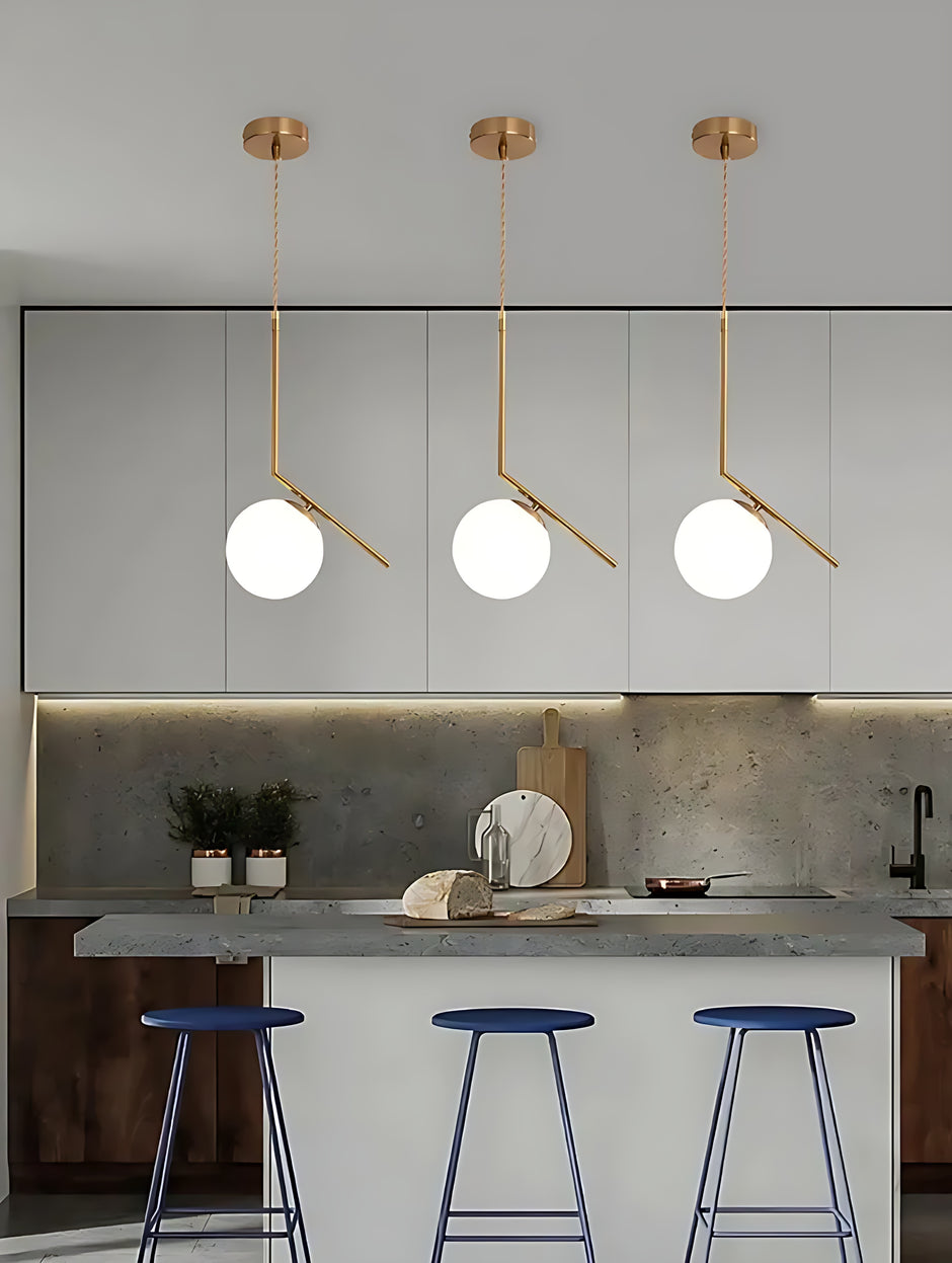 White Round Glass Pendant Light / Ruchi