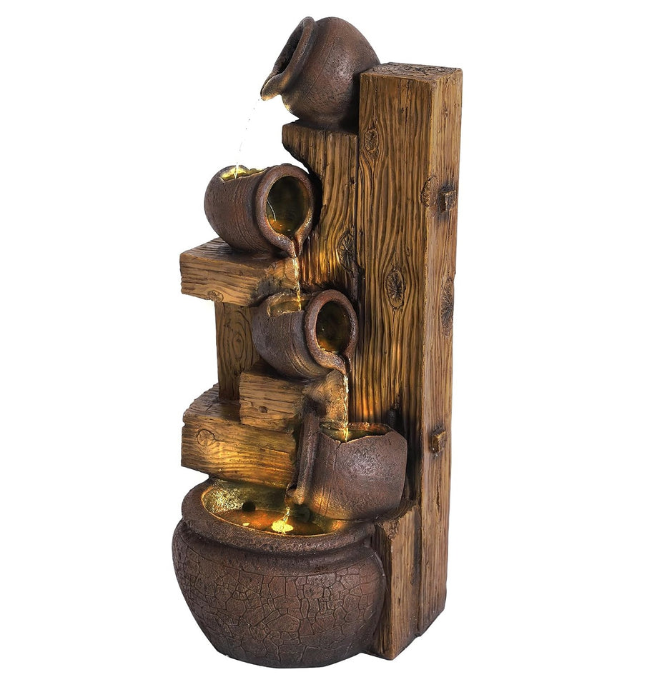 Wood-themed Resin LED Indoor Outdoor Waterfall Fountain / Ruchi