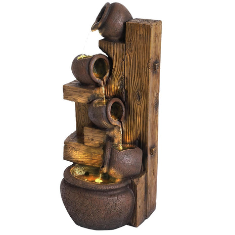 Wood-themed Resin LED Indoor Outdoor Waterfall Fountain / Ruchi
