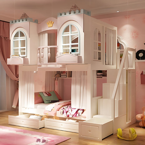 Wooden Castle Bunk Bed With Slide / Ruchi 