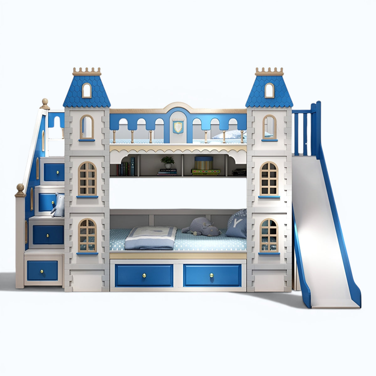 Wooden Castle Bunk Bed With Slide / Ruchi