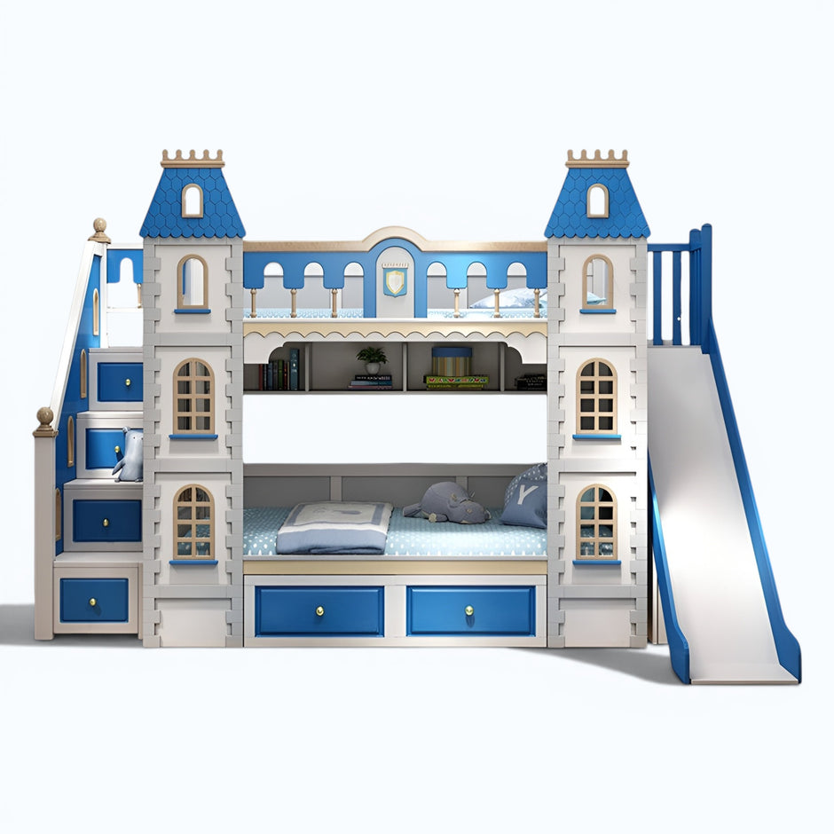 Wooden Castle Bunk Bed With Slide / Ruchi