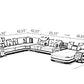 U-Shaped LED Leather Sectional Sofa With Chaise / Ruchi