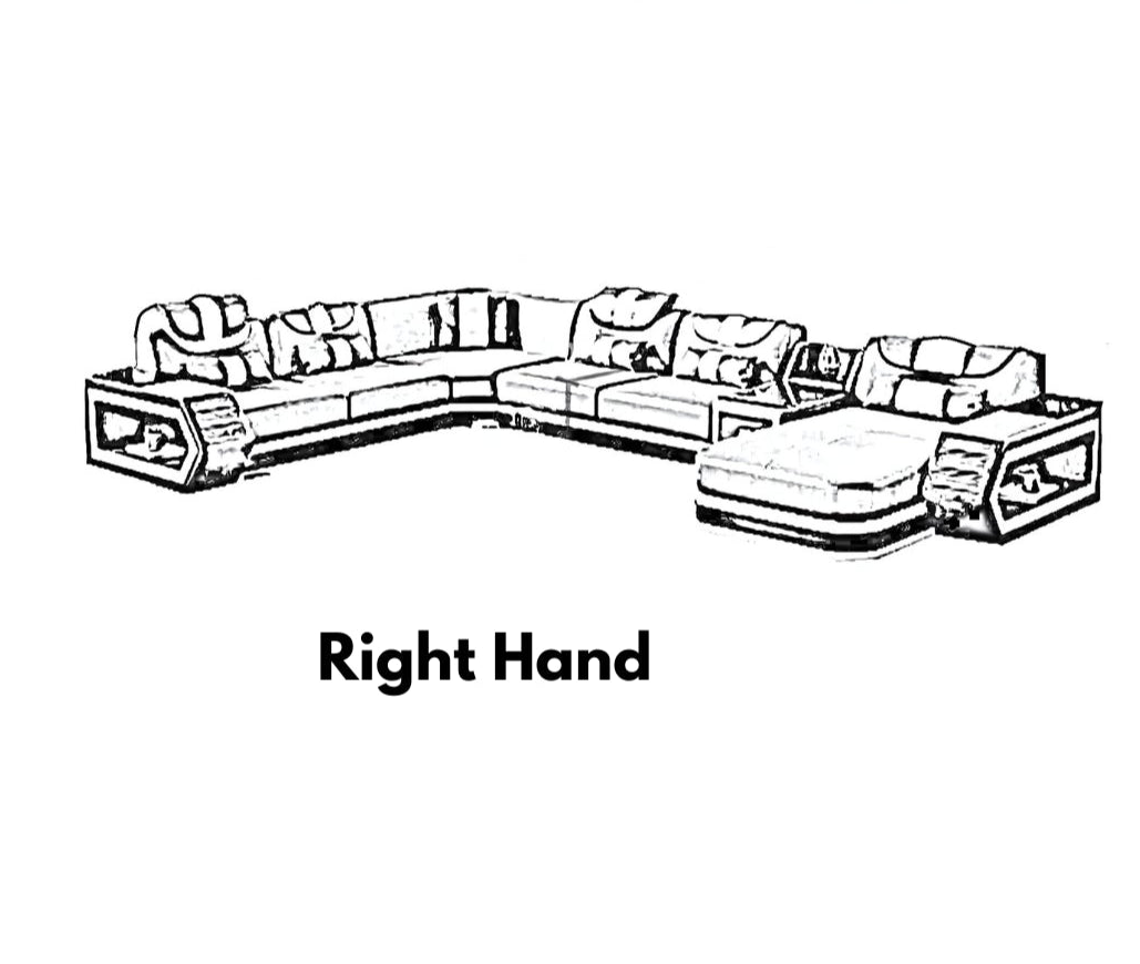 U-Shaped LED Leather Sectional Sofa With Chaise