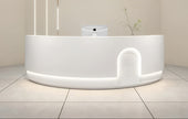 Modern LED Curved Wooden Reception Desk / Ruchi