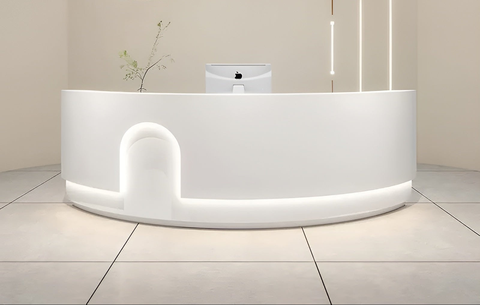 Modern LED 105 Inch Curved Wooden Reception Desk / Ruchi 