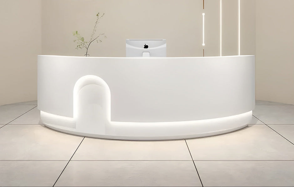 Modern LED 105 Inch Curved Wooden Reception Desk / Ruchi 