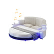 Multifunctional Leather Round Bed With LED Lights