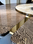 Shiny Wooden Top Round Dining Table Set