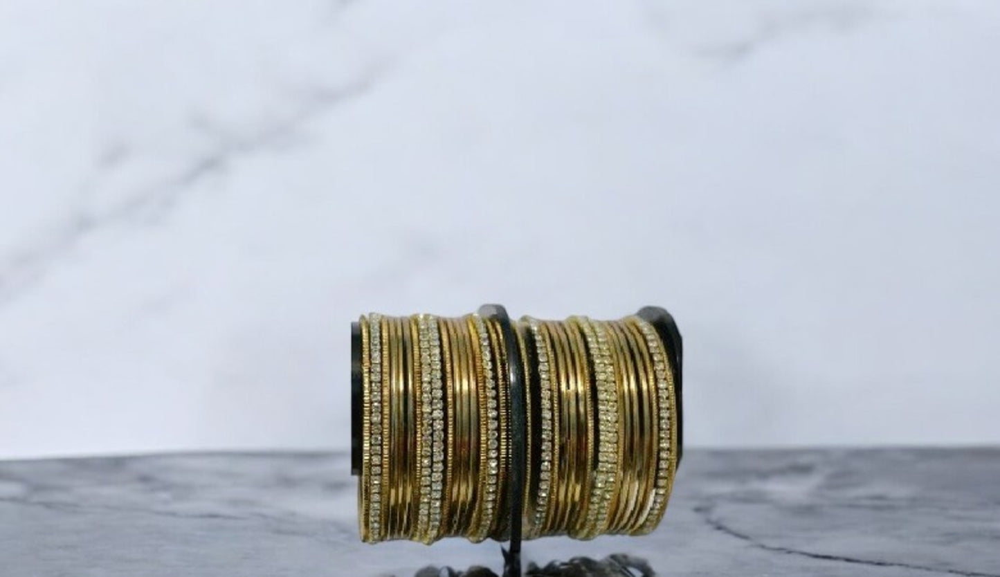 Set of Gold-Tone Stone Studded Classic Bangles / Ruchi