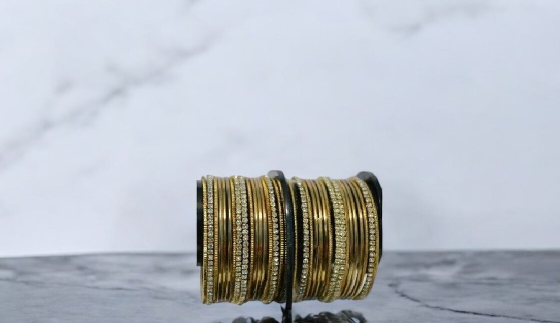 Set of Gold-Tone Stone Studded Classic Bangles / Ruchi