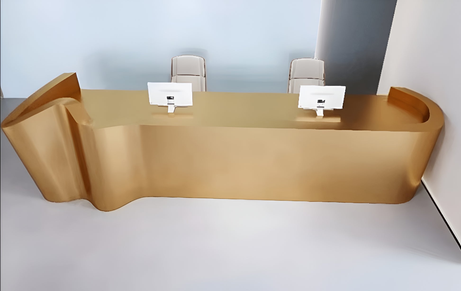 Golden Luxury Wooden Reception Desk / Ruchi