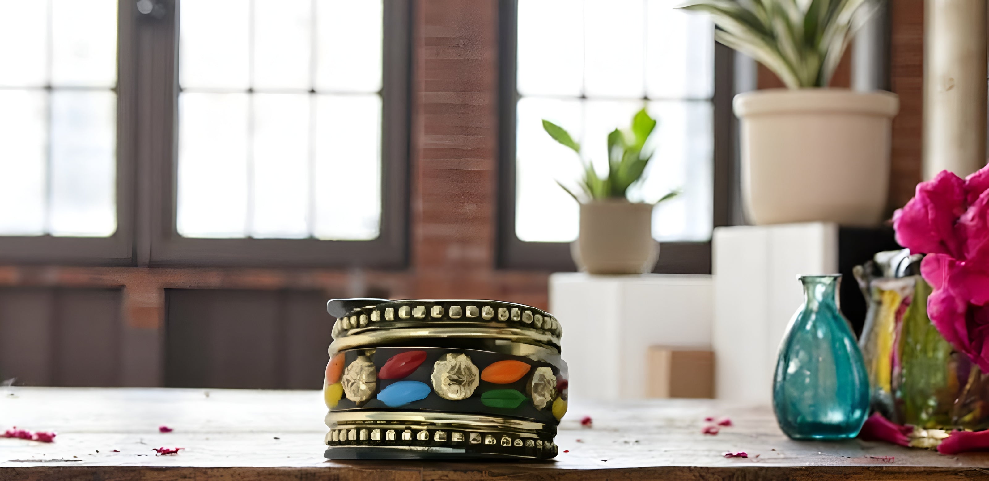 Stylish Black Gold Stone Bangle / Ruchi