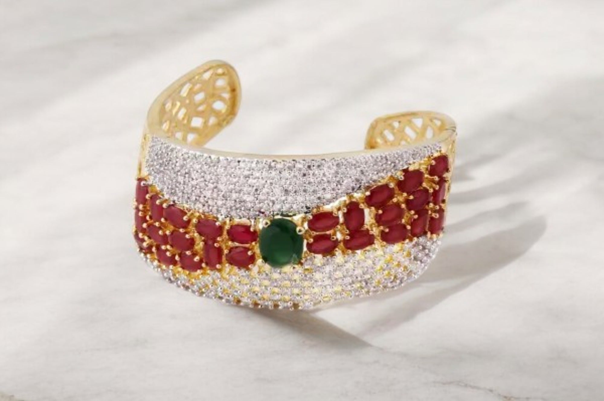 Luxurious Gold Toned Multi Stone Bracelet / Ruchi