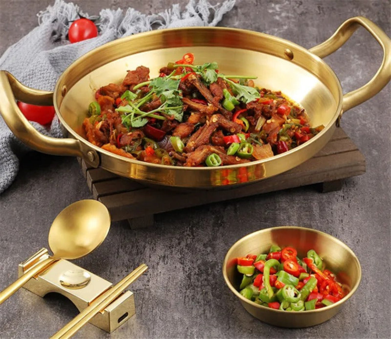 Non Stick Brass Cooking Pan With Handles / Ruchi