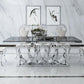 Chrome Circular Base Design Marble Top Dining Table Set With 6 Chairs / Ruchi