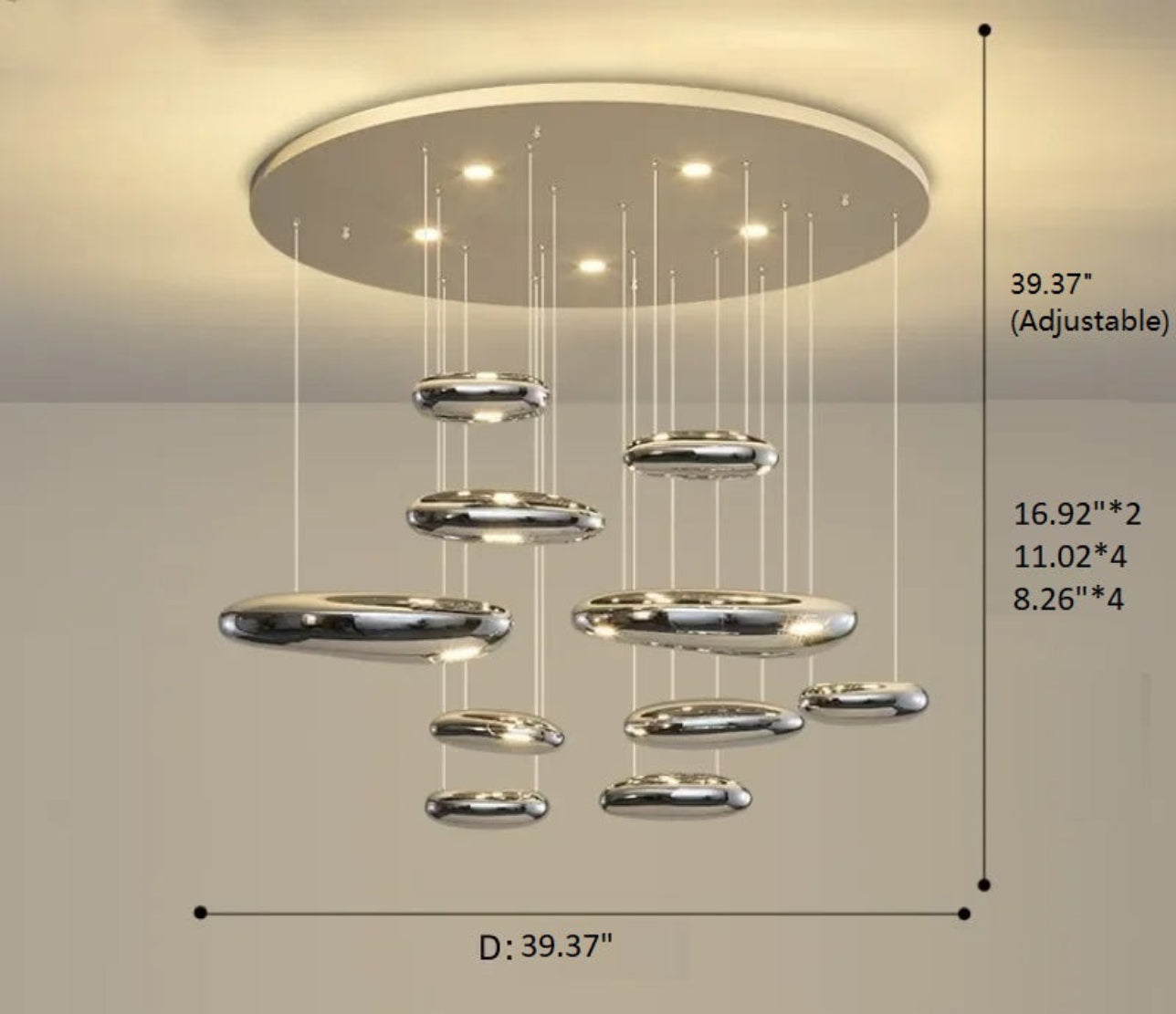 Round LED Chandelier For Dining Room