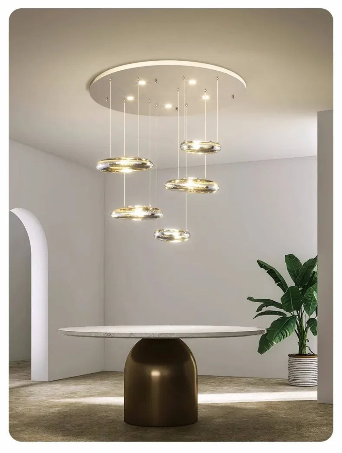 Round LED Chandelier For Dining Room / Ruchi