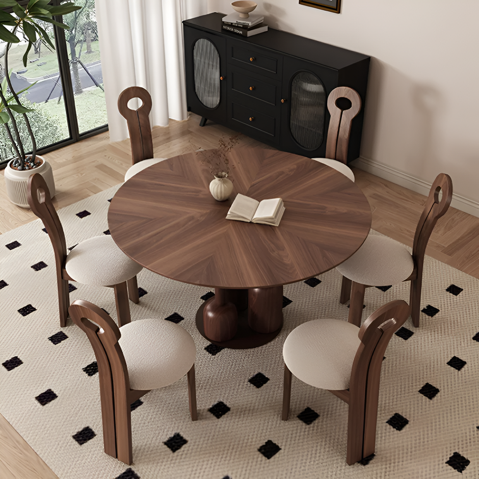 Round Wooden Dining Table with 4 Chairs