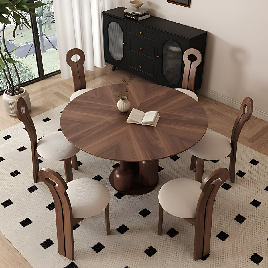 Round Wooden Dining Table with 4 Chairs / Ruchi