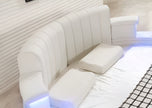 Multifunctional Leather Round Bed With LED Lights