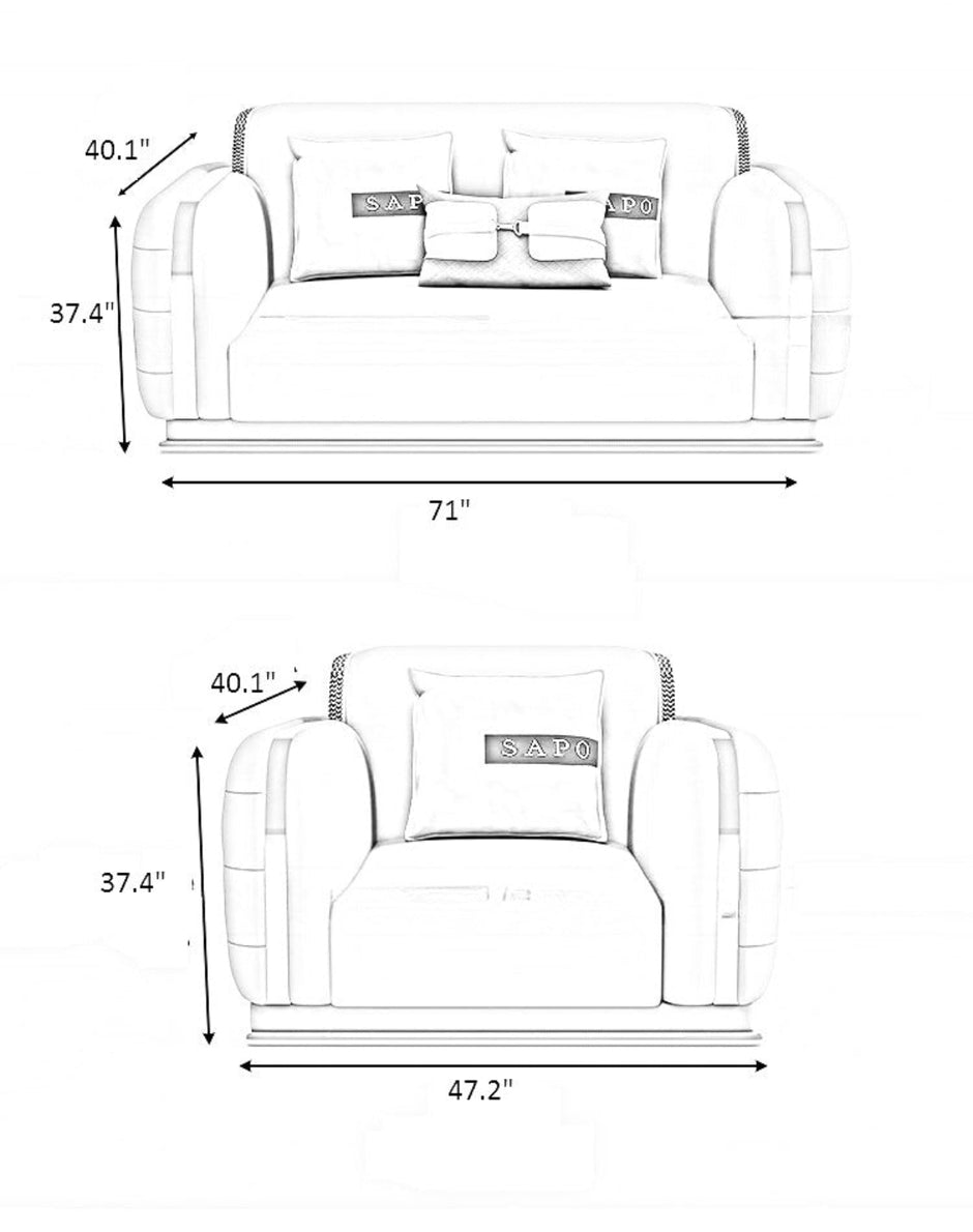 Modern Living Room Leather Sofa Set / Ruchi