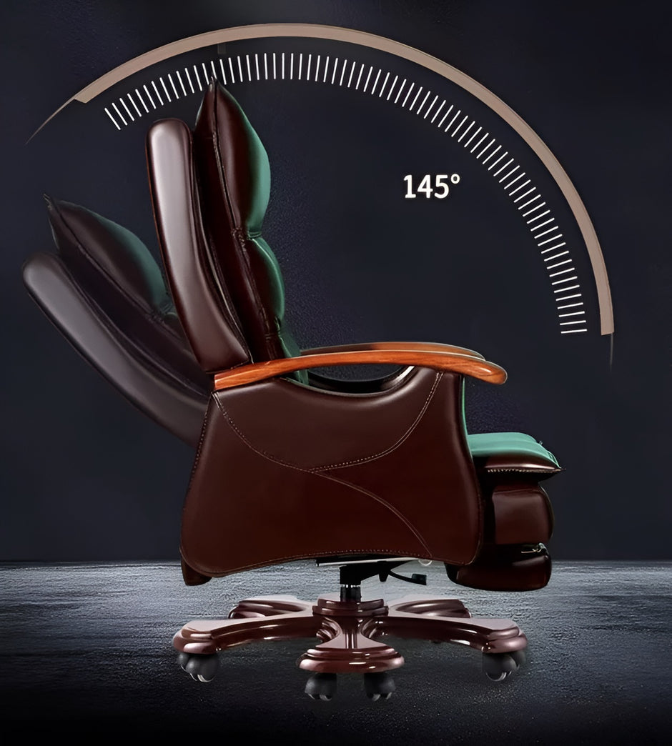 Modern Reclining Leather Office Chair With Footrest / Ruchi