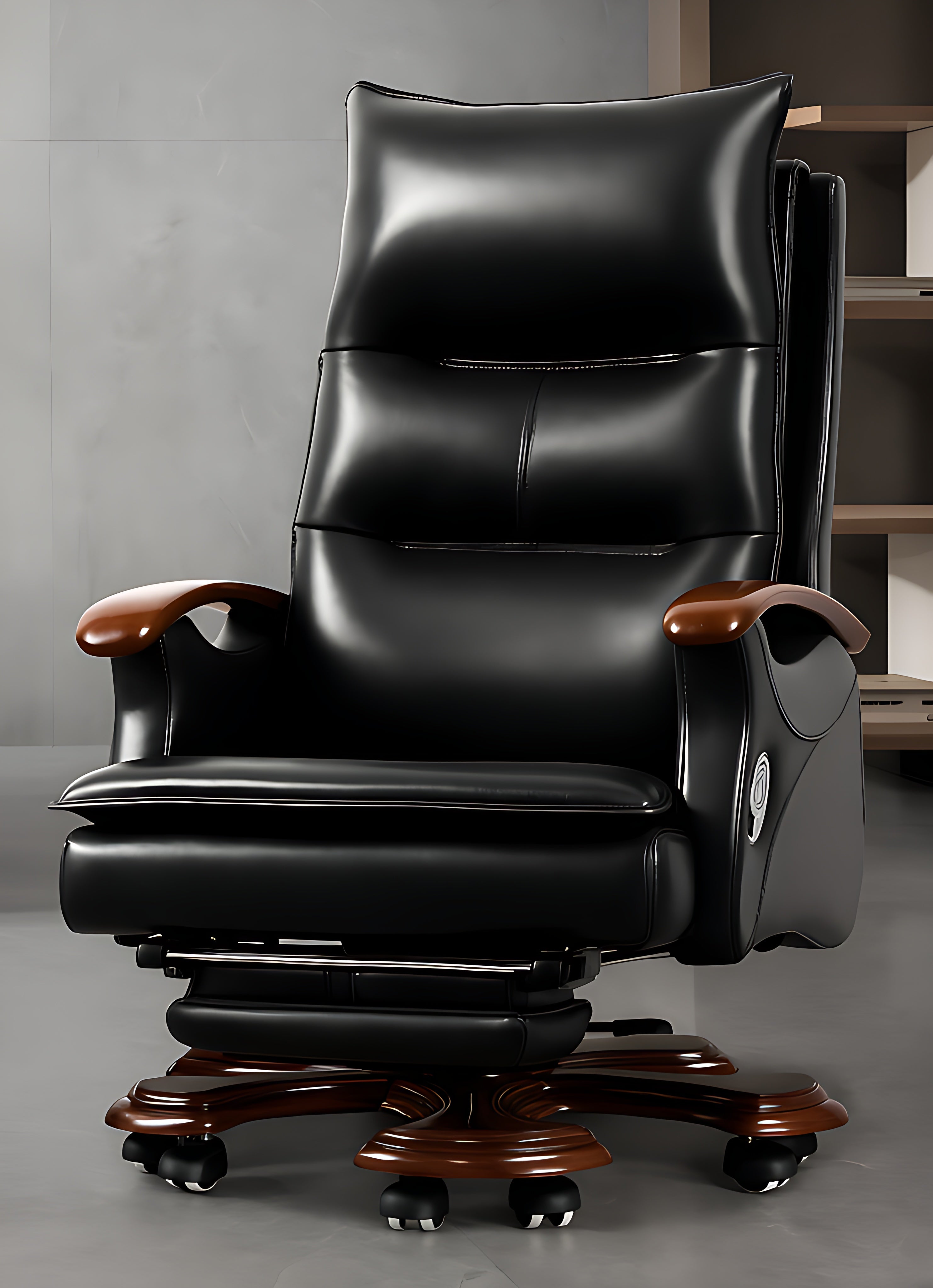 Modern Reclining Leather Office Chair With Footrest / Ruchi