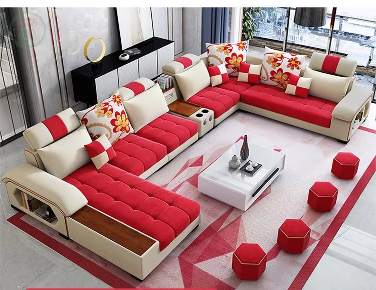 Modish U-Shape Fabric Sofa