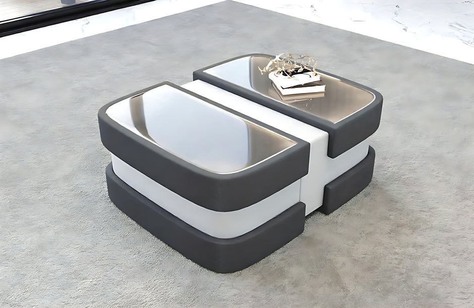 Extendable Glass Top Leather Coffee Table / Ruchi
