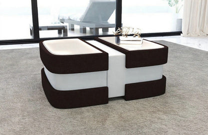 Extendable Glass Top Leather Coffee Table