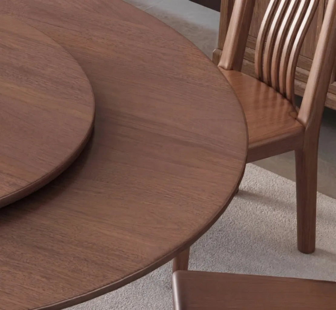 Round Wooden Dining Table Set With 6 Chairs