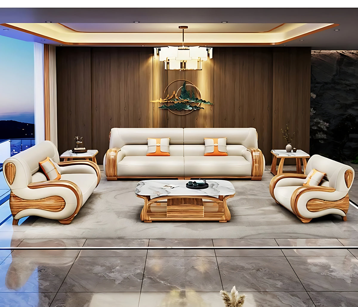 European Royal Leather Sofa Set / Ruchi