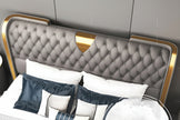 Modern Button Tufted Leather Bed / Ruchi