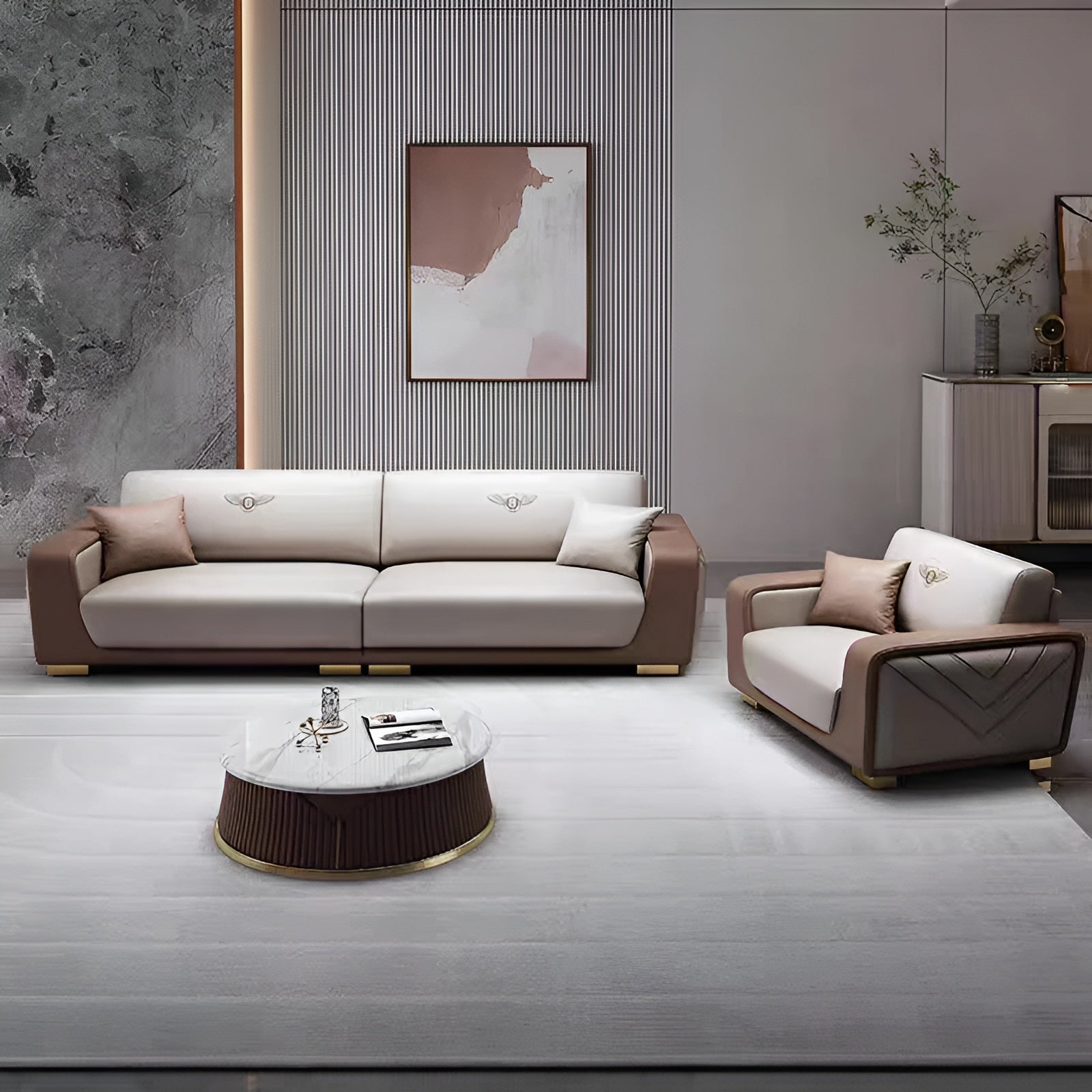Modern Italian Style Leather Sofa Set / Ruchi
