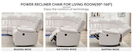 Multifunctional Electric Recliner LED Sectional Leather Sofa / Ruchi