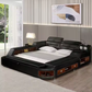 Genuine-Leather Black Queen Smart Bed / Ruchi
