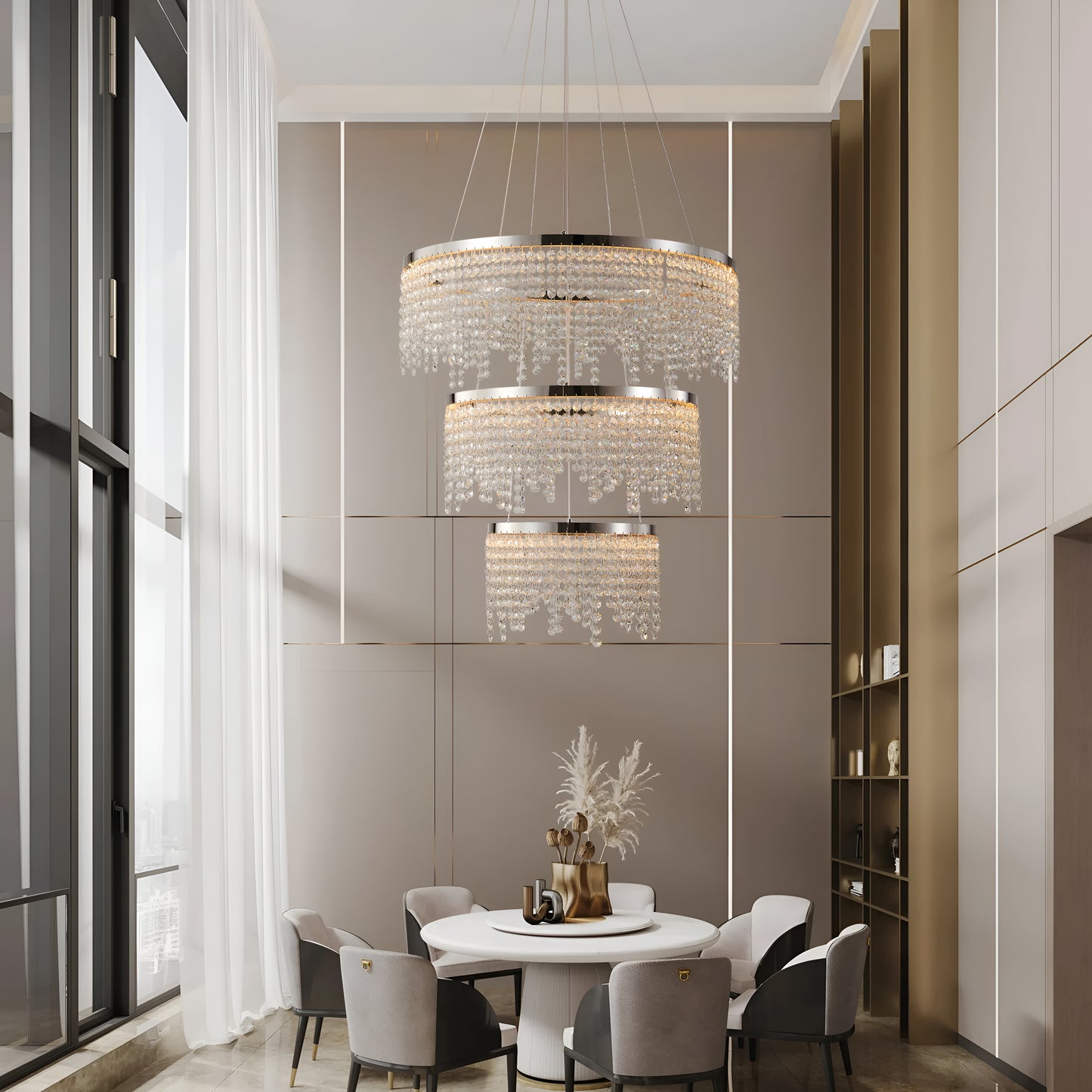 Modern LED Crystal Circular Chandelier / Ruchi 