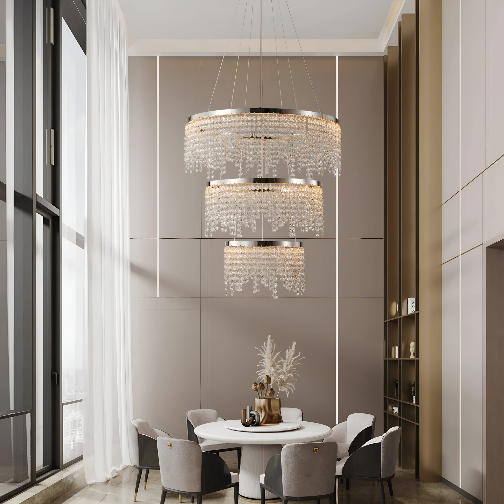 Modern LED Crystal Circular Chandelier / Ruchi 