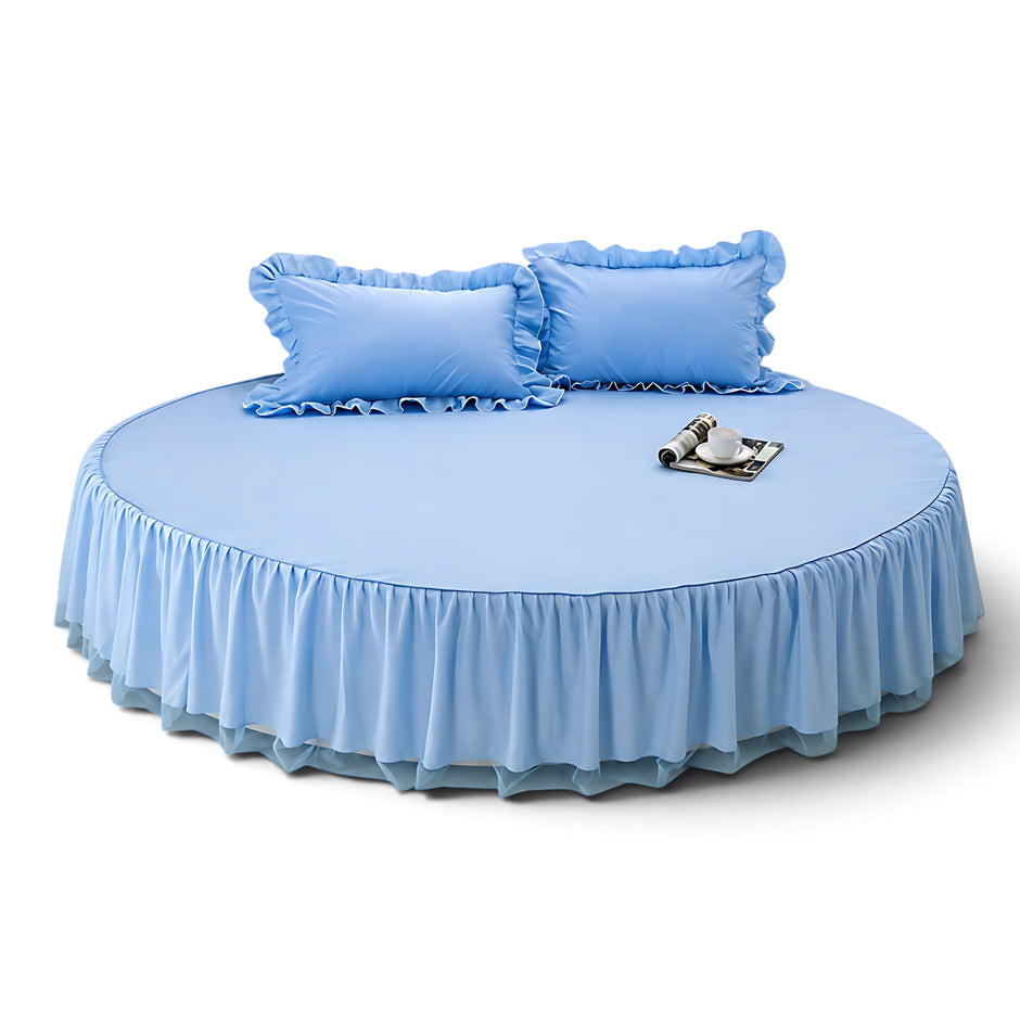 Cotton Round Bedsheet Skirt And Pillowcases / Ruchi