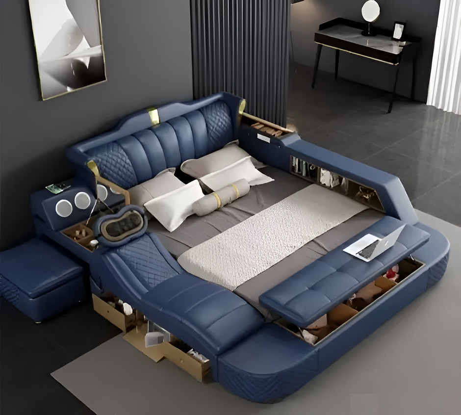 Multifunctional Smart Leather Bed With Massager / Ruchi