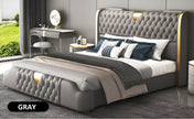 Modern Button Tufted Leather Bed / Ruchi