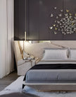 Golden Metallic Veins Design Velvet Bed